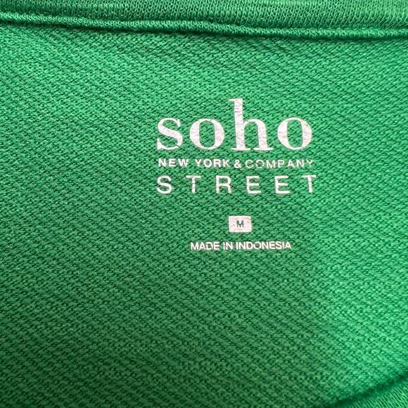 Soho Street New York and Company Kelly Green Short Sleeve Dress Size M Tie Hip - Picture 3 of 9